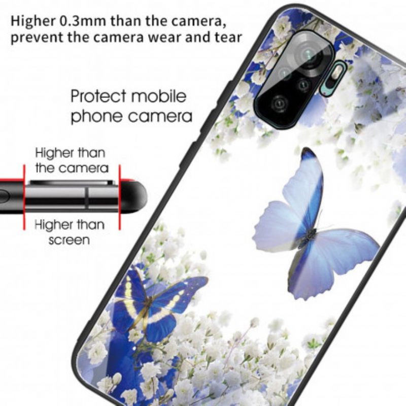 Θήκη Xiaomi Redmi Note 10 / 10S Σχέδιο Πεταλούδων Από Σκληρυμένο Γυαλί