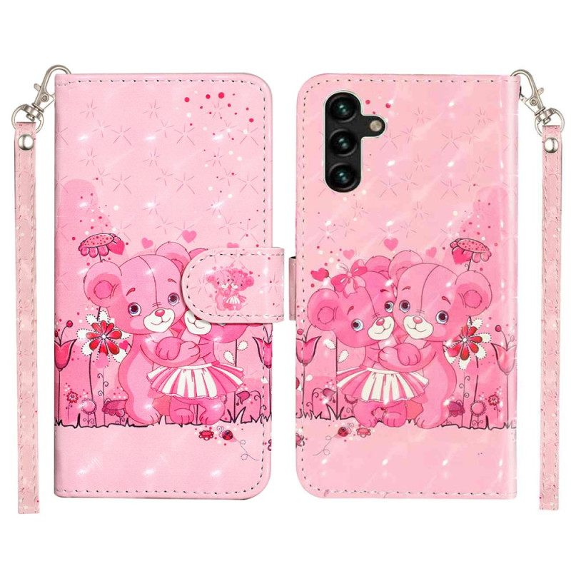 Δερματινη Θηκη Samsung Galaxy S25 Fe Αρκουδάκια Με Κορδόνι