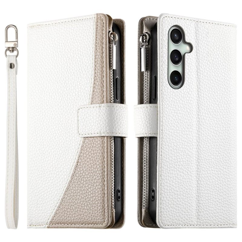 Δερματινη Θηκη Samsung Galaxy S25 Fe Δερμάτινο Πορτοφόλι Με Φερμουάρ Και Λουριά