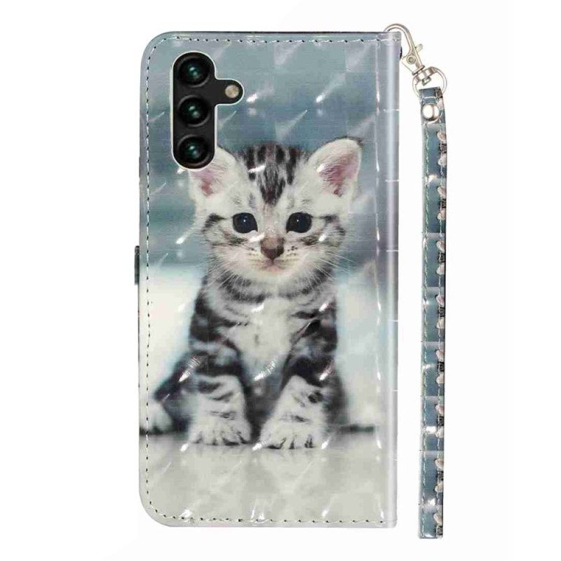 Δερματινη Θηκη Samsung Galaxy S25 Fe Γατάκι Με Κορδόνι