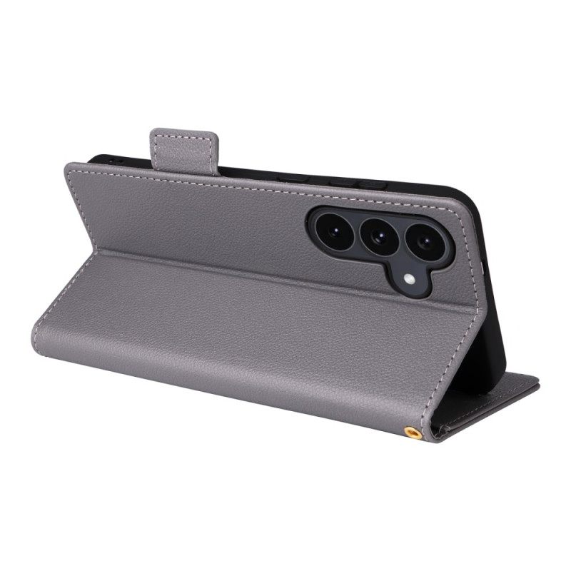 Δερματινη Θηκη Samsung Galaxy S25 Fe Κλασικό Πορτοφόλι Με Λουράκι Σιλικόνης