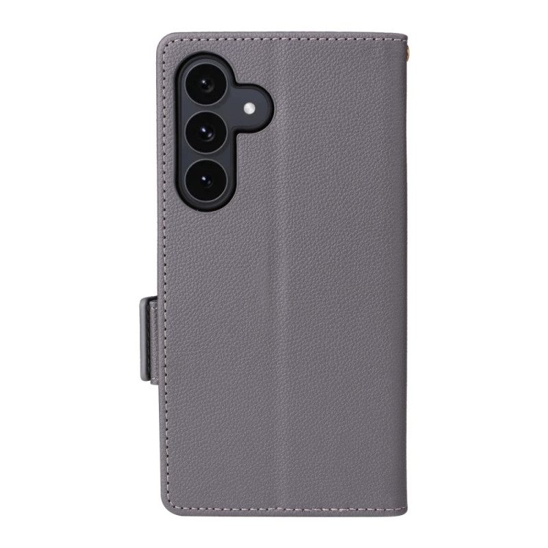 Δερματινη Θηκη Samsung Galaxy S25 Fe Κλασικό Πορτοφόλι Με Λουράκι Σιλικόνης