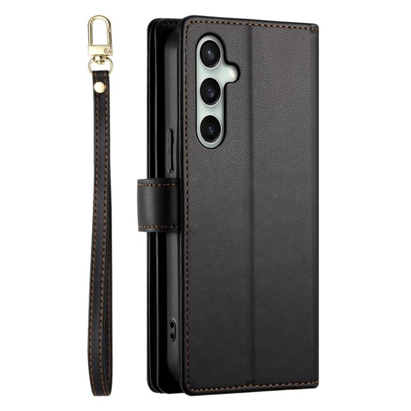 Δερματινη Θηκη Samsung Galaxy S25 Fe Πορτοφόλι Και Λουριά Σιλικόνης