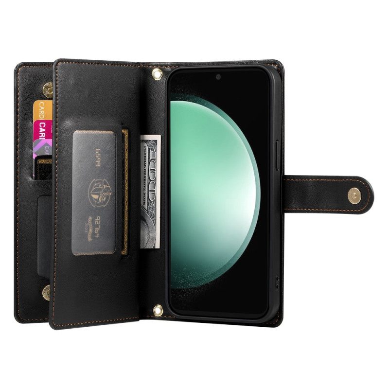 Δερματινη Θηκη Samsung Galaxy S25 Fe Πορτοφόλι Και Λουριά Σιλικόνης