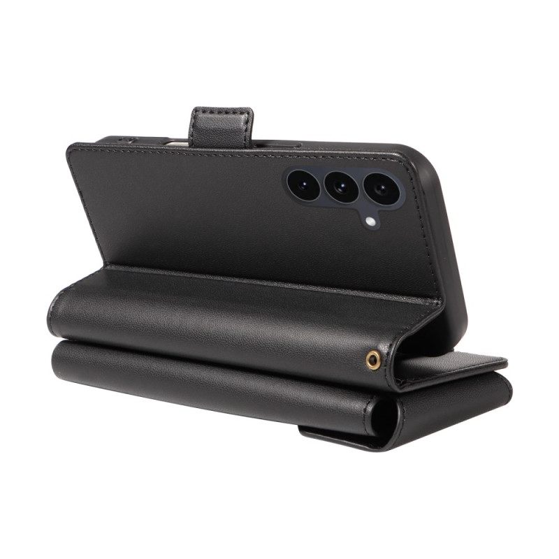 Δερματινη Θηκη Samsung Galaxy S25 Fe Θήκη Καρτών Και Λουρί Καρπού Σιλικόνης