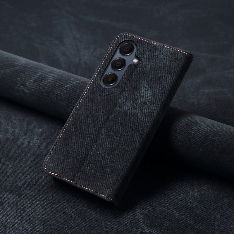 Δερματινη Θηκη Samsung Galaxy S25 Fe Ύφασμα Τζιν Σιλικόνης