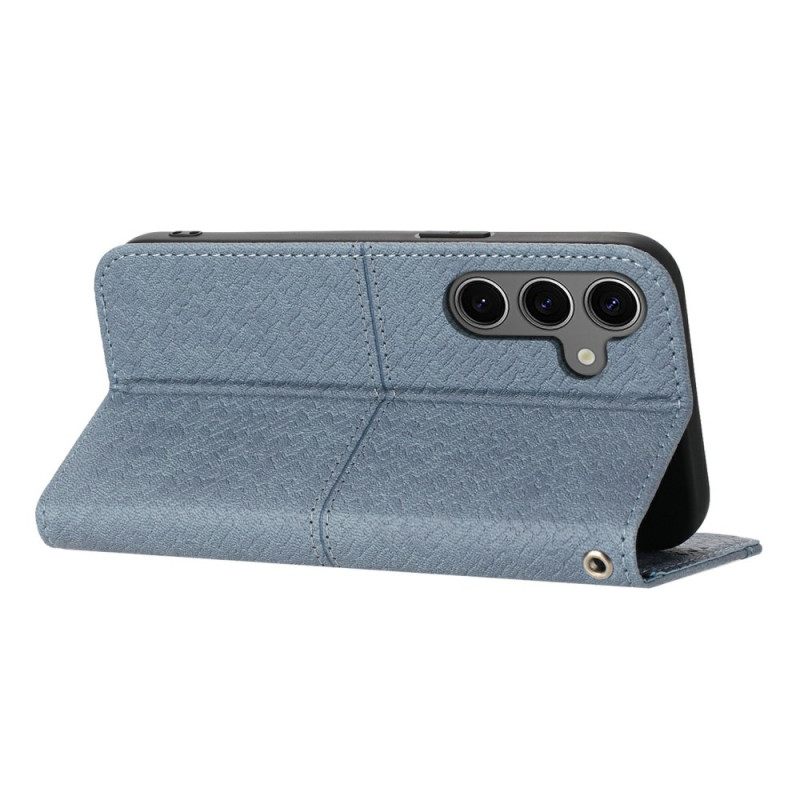 Δερματινη Θηκη Samsung Galaxy S25 Fe Υφασμάτινη Υφή Και Κορδόνι Σιλικόνης