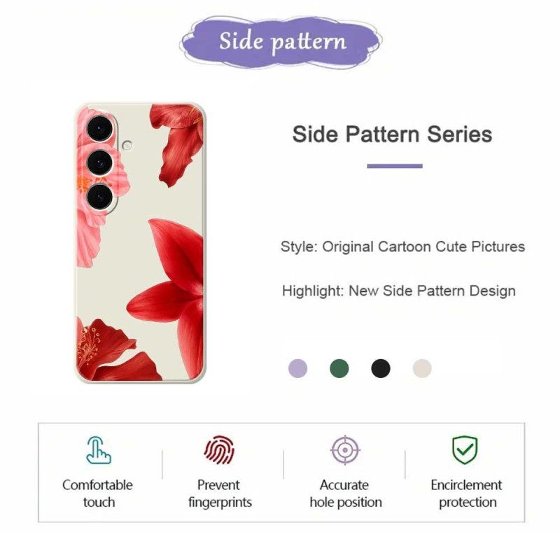 Κάλυμμα Samsung Galaxy S25 Fe Θήκες Κινητών Κόκκινα Λουλουδάτα Σιλικόνη