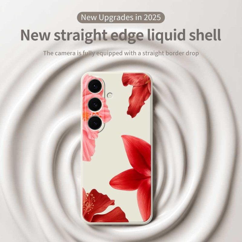 Κάλυμμα Samsung Galaxy S25 Fe Θήκες Κινητών Κόκκινα Λουλουδάτα Σιλικόνη