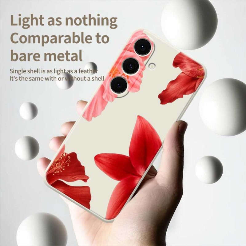 Κάλυμμα Samsung Galaxy S25 Fe Θήκες Κινητών Κόκκινα Λουλουδάτα Σιλικόνη