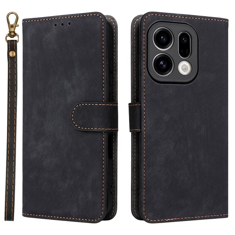 Δερματινη Θηκη Oppo Find X9 5g Εφέ Σουέτ Με Λουρί