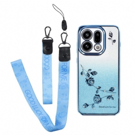 Κάλυμμα Oppo Find X9 5g Λουλούδια Και Λουράκια Kadem Με Στρας