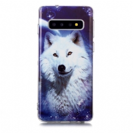 Θήκη Samsung Galaxy S10 Φθορίζων Λευκός Λύκος