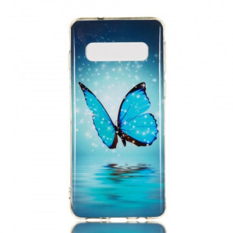 Θήκη Samsung Galaxy S10 Φθορίζουσα Μπλε Πεταλούδα