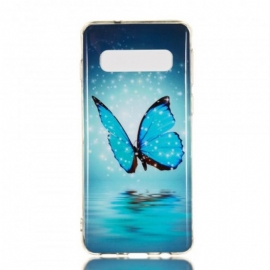 Θήκη Samsung Galaxy S10 Φθορίζουσα Μπλε Πεταλούδα