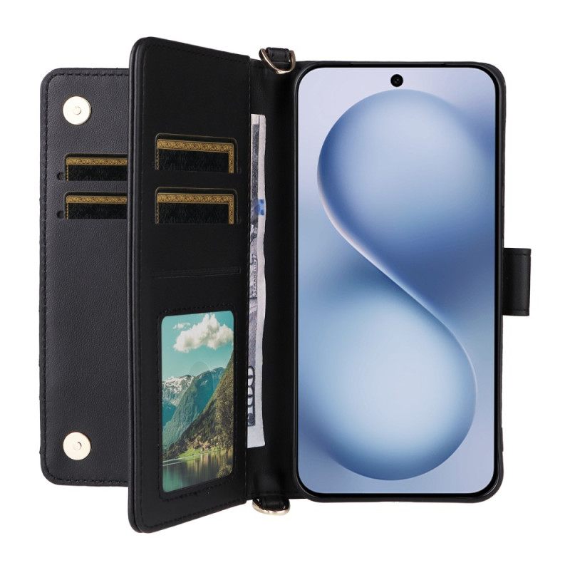 Δερματινη Θηκη Vivo X200 Fe Καπιτονέ Με Λουράκι Και Λουράκι Ώμου