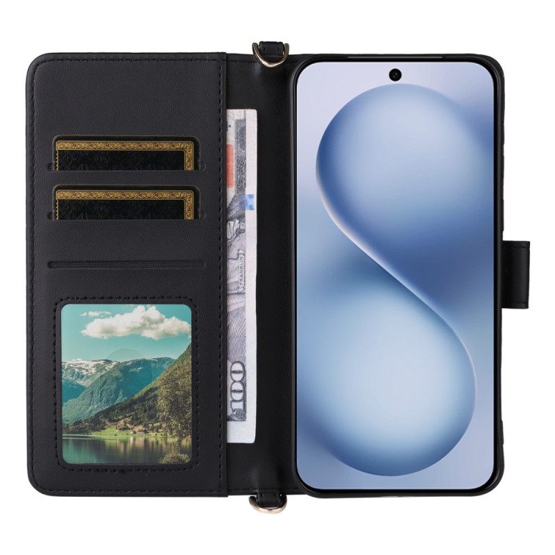 Δερματινη Θηκη Vivo X200 Fe Καπιτονέ Με Λουράκι Και Λουράκι Ώμου