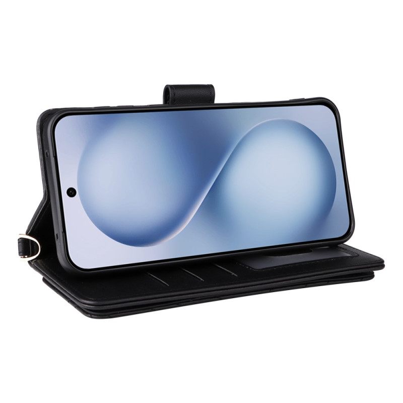 Δερματινη Θηκη Vivo X200 Fe Καπιτονέ Με Λουράκι Και Λουράκι Ώμου