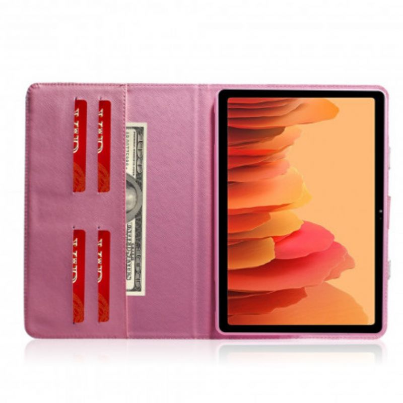 Θήκη Flip Samsung Galaxy Tab A7 Vintage Λουλούδι Με Λαβή