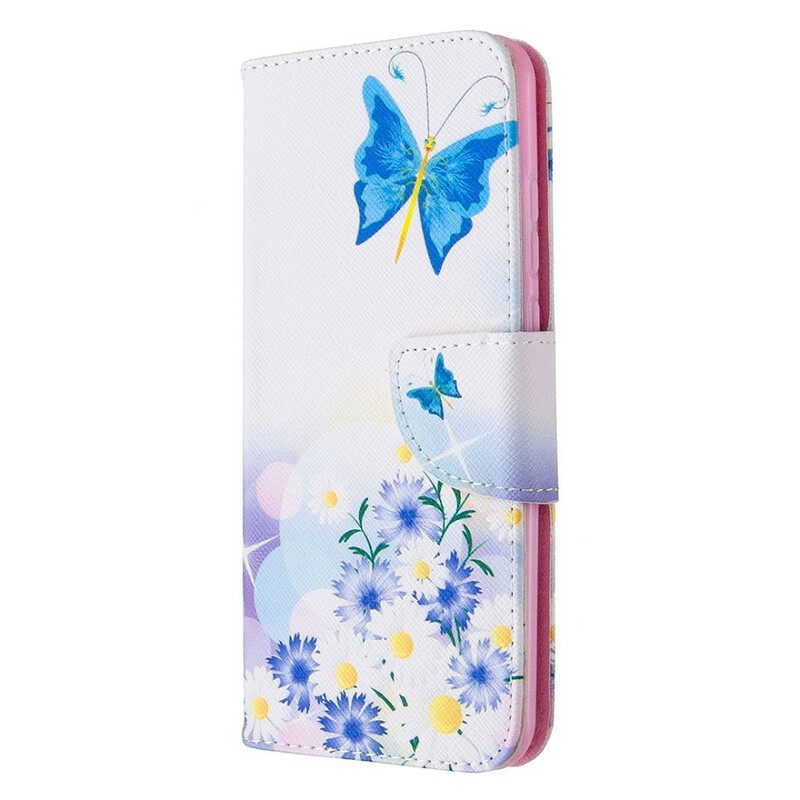 δερματινη θηκη Huawei P Smart 2020 Ζωγραφισμένες Πεταλούδες Και Λουλούδια
