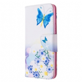 δερματινη θηκη Huawei P Smart 2020 Ζωγραφισμένες Πεταλούδες Και Λουλούδια