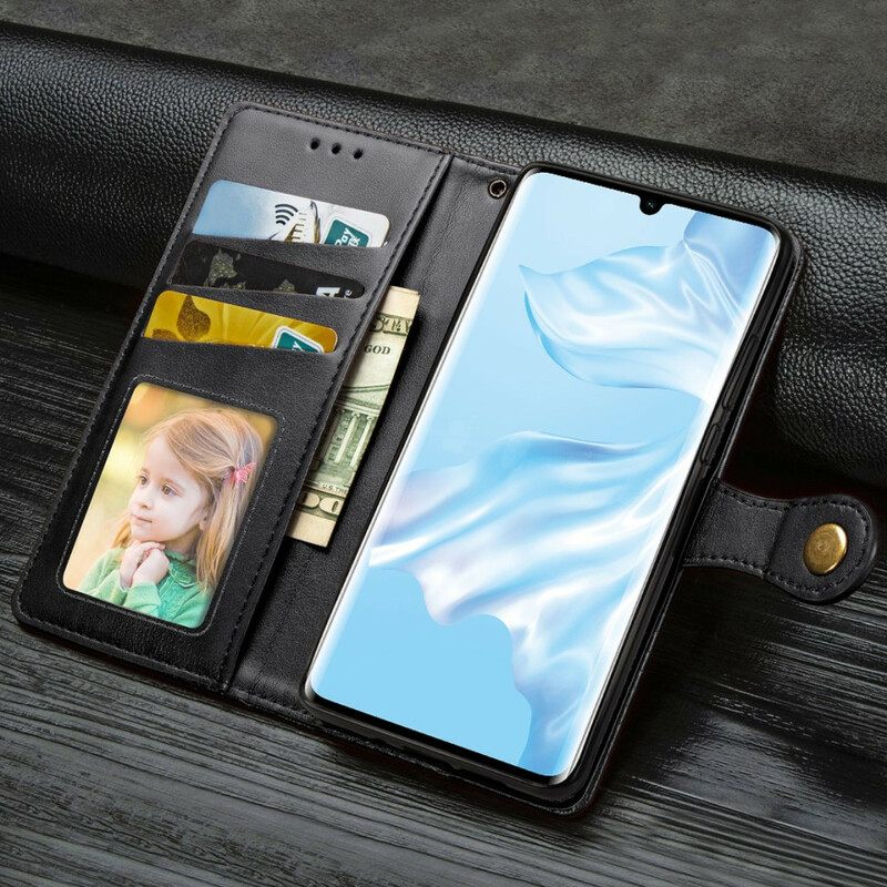 Κάλυμμα Huawei P30 Pro Συνθετικό Δέρμα Και Vintage Κούμπωμα