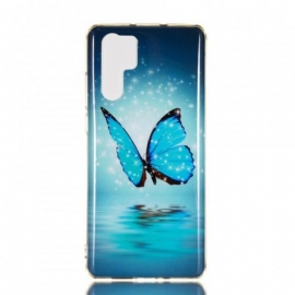 θηκη κινητου Huawei P30 Pro Φθορίζουσα Μπλε Πεταλούδα