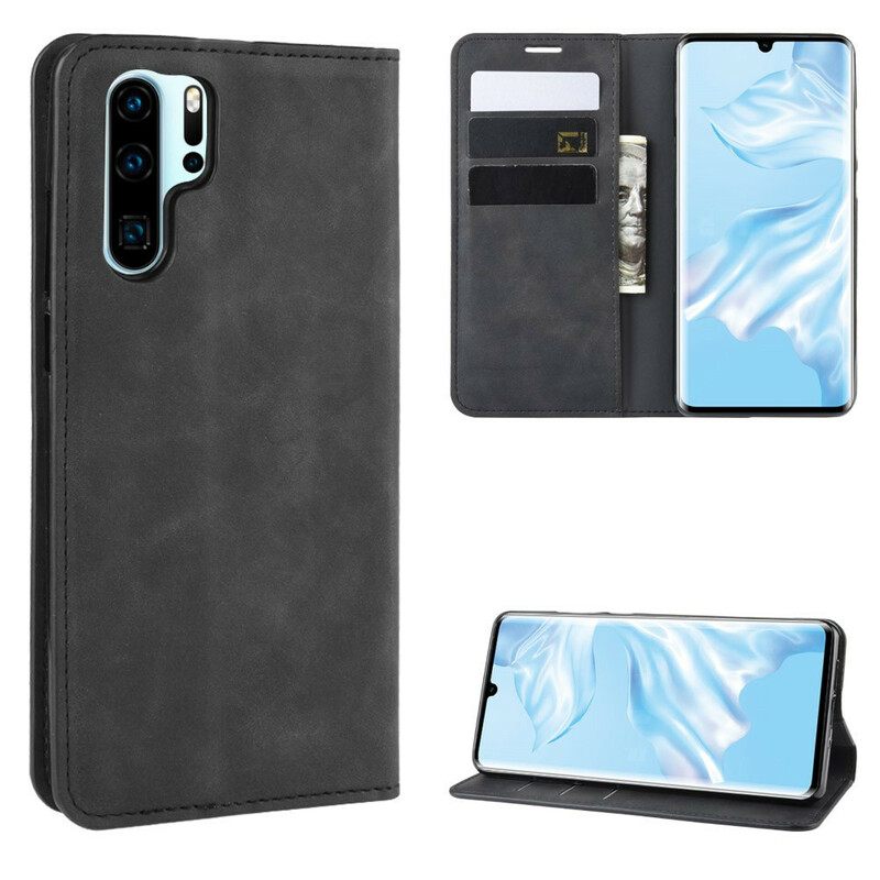 θηκη κινητου Huawei P30 Pro Θήκη Flip Κομψό Δερμάτινο Εφέ