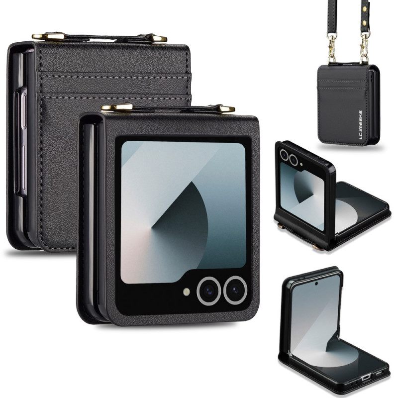 Δερματινη Θηκη Samsung Galaxy Z Flip 7 Δερμάτινη Θήκη Καρτών Και Ιμάντας Ώμου