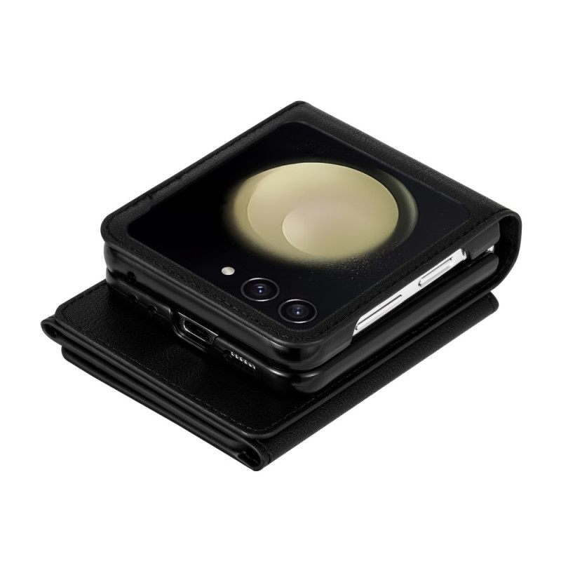 Δερματινη Θηκη Samsung Galaxy Z Flip 7 Πορτοφόλι Και Ιμάντας Ώμου Rfid Σιλικόνης