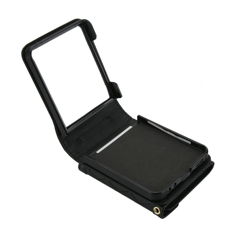 Κάλυμμα Samsung Galaxy Z Flip 7 Επενδυμένη Θήκη Καρτών Και Ιμάντας Ώμου