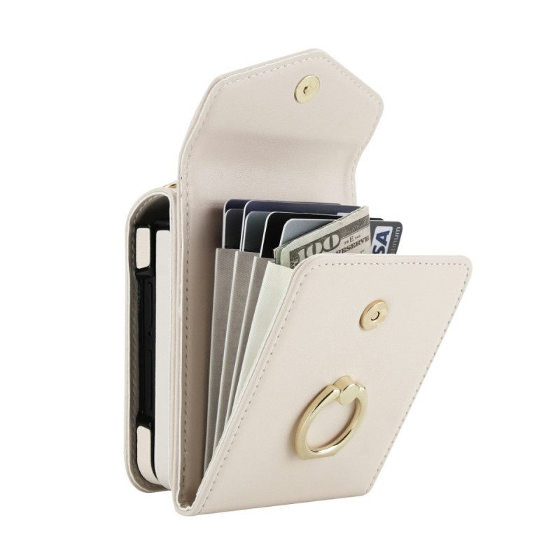 Κάλυμμα Samsung Galaxy Z Flip 7 Καπιτονέ Πορτοφόλι Και Λουράκι Σιλικόνης