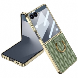 Κάλυμμα Samsung Galaxy Z Flip 7 Καπιτονέ Σχέδιο Με Θήκη Δαχτυλιδιού Σιλικόνης