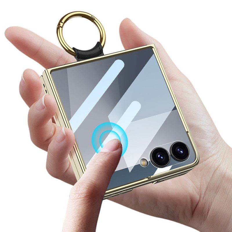 Κάλυμμα Samsung Galaxy Z Flip 7 Καπιτονέ Σχέδιο Με Θήκη Δαχτυλιδιού Σιλικόνης