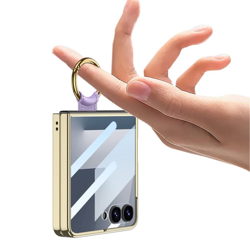 Κάλυμμα Samsung Galaxy Z Flip 7 Καπιτονέ Σχέδιο Με Θήκη Δαχτυλιδιού Σιλικόνης