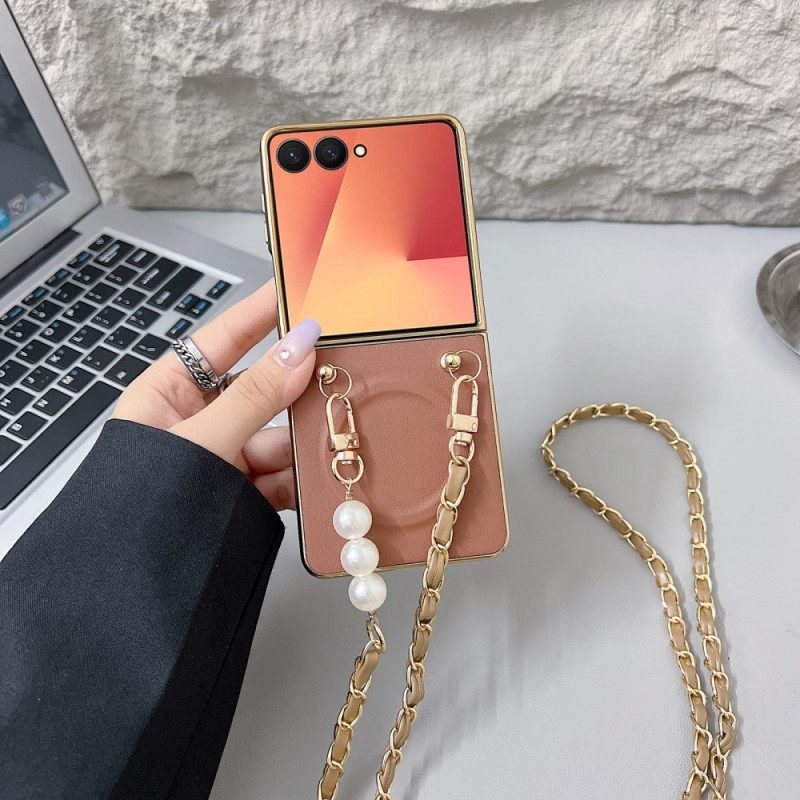 Κάλυμμα Samsung Galaxy Z Flip 7 Μαγνητικό Λουράκι Με Γούρι