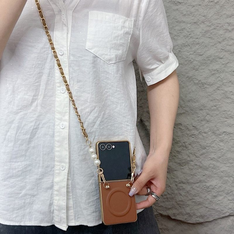 Κάλυμμα Samsung Galaxy Z Flip 7 Μαγνητικό Λουράκι Με Γούρι