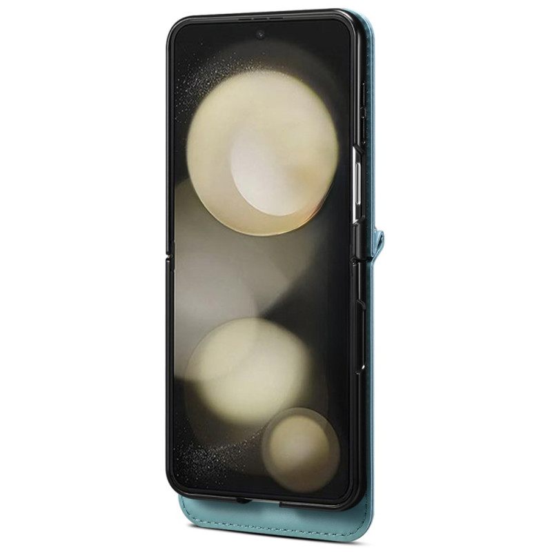 Κάλυμμα Samsung Galaxy Z Flip 7 Μαρμάρινη Θήκη Καρτών Και Λουράκι Ώμου