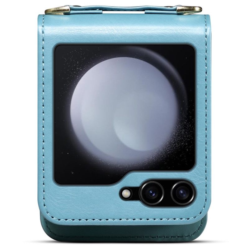 Κάλυμμα Samsung Galaxy Z Flip 7 Μαρμάρινη Θήκη Καρτών Και Λουράκι Ώμου