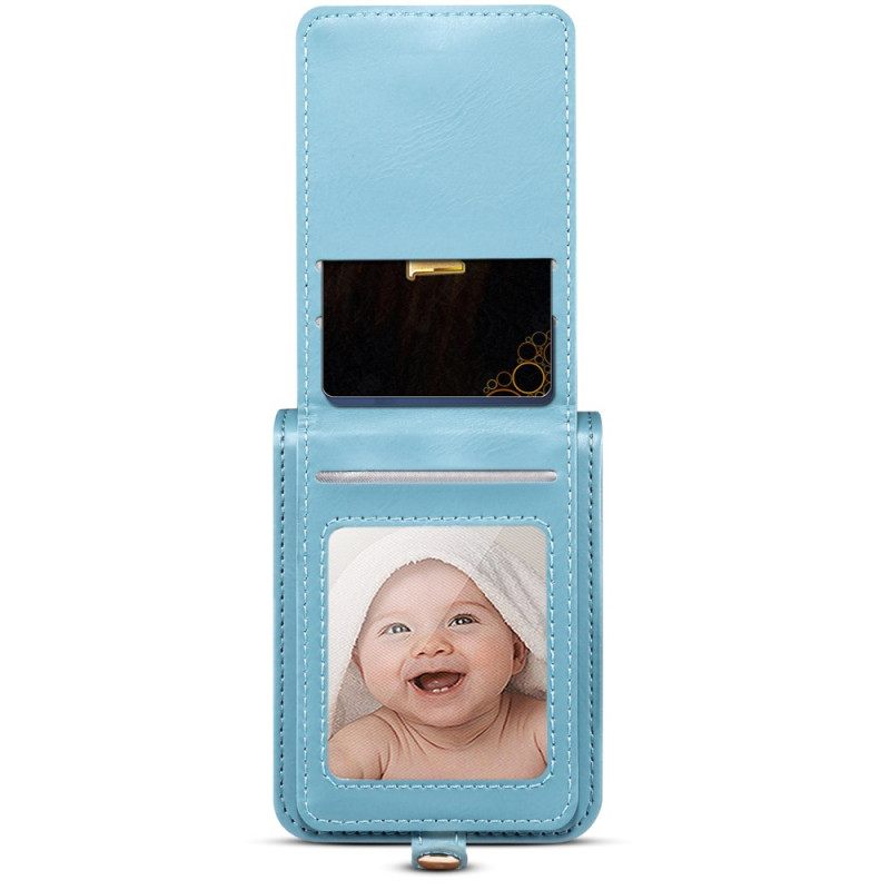 Κάλυμμα Samsung Galaxy Z Flip 7 Μαρμάρινη Θήκη Καρτών Και Λουράκι Ώμου