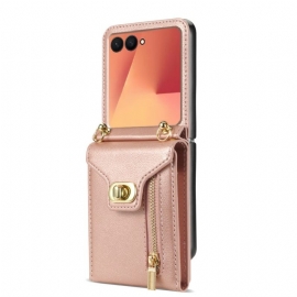 Κάλυμμα Samsung Galaxy Z Flip 7 Πορτοφόλι Με Φερμουάρ & Λουράκι Ώμου Σιλικόνης