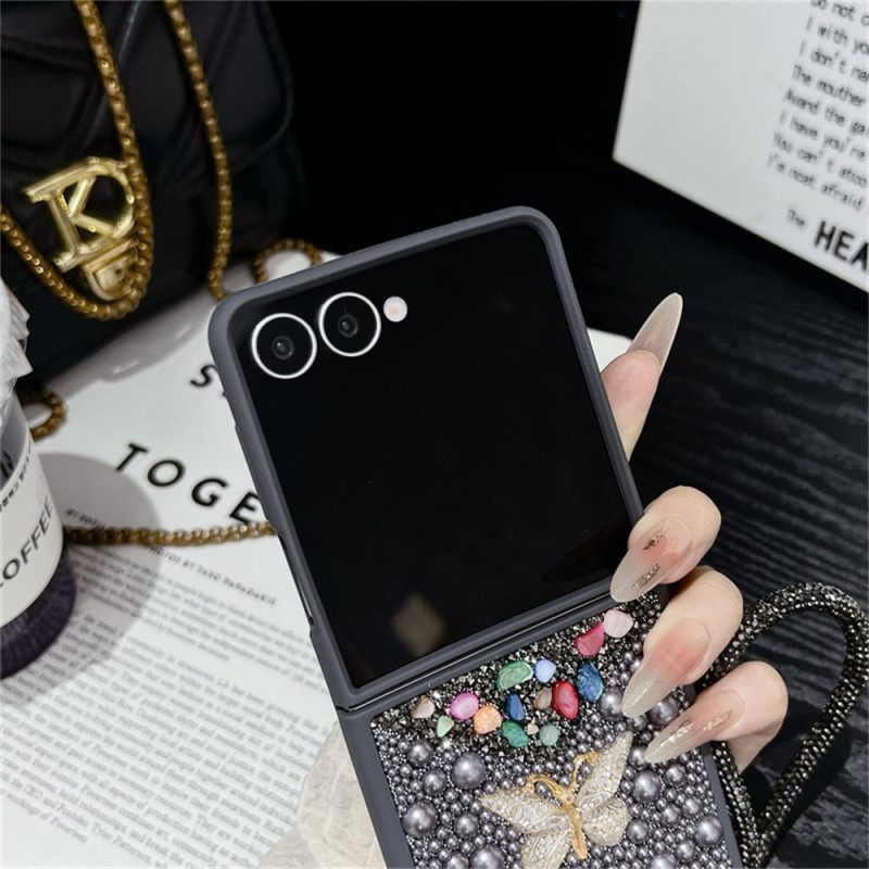 Κάλυμμα Samsung Galaxy Z Flip 7 Σχεδιασμός Με Γκλίτερ Και Ιμάντας Καρπού