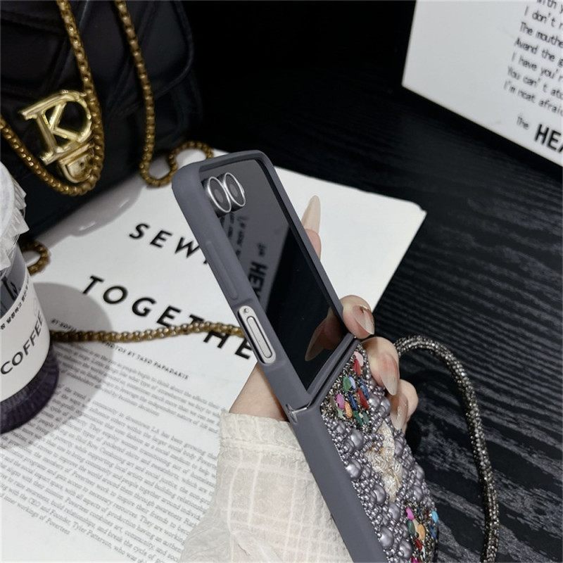 Κάλυμμα Samsung Galaxy Z Flip 7 Σχεδιασμός Με Γκλίτερ Και Ιμάντας Καρπού