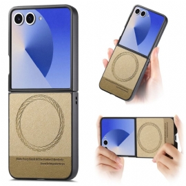 Κάλυμμα Samsung Galaxy Z Flip 7 Συμβατό Με Magsafe Denim Δέρμα Με Υφή Σιλικόνης