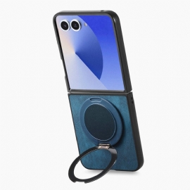 Κάλυμμα Samsung Galaxy Z Flip 7 Θήκες Κινητών Δερμάτινο Εφέ Με Περιστρεφόμενη Βάση