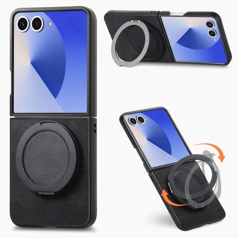 Κάλυμμα Samsung Galaxy Z Flip 7 Θήκες Κινητών Δερμάτινο Εφέ Με Περιστρεφόμενη Βάση