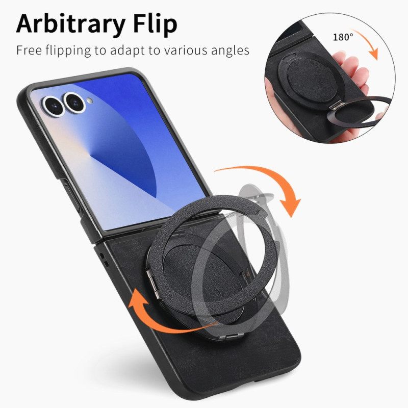 Κάλυμμα Samsung Galaxy Z Flip 7 Θήκες Κινητών Δερμάτινο Εφέ Με Περιστρεφόμενη Βάση