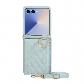 Κάλυμμα Samsung Galaxy Z Flip 7 Θήκες Κινητών Καπιτονέ Πορτοφόλι Με Λουράκι Ώμου