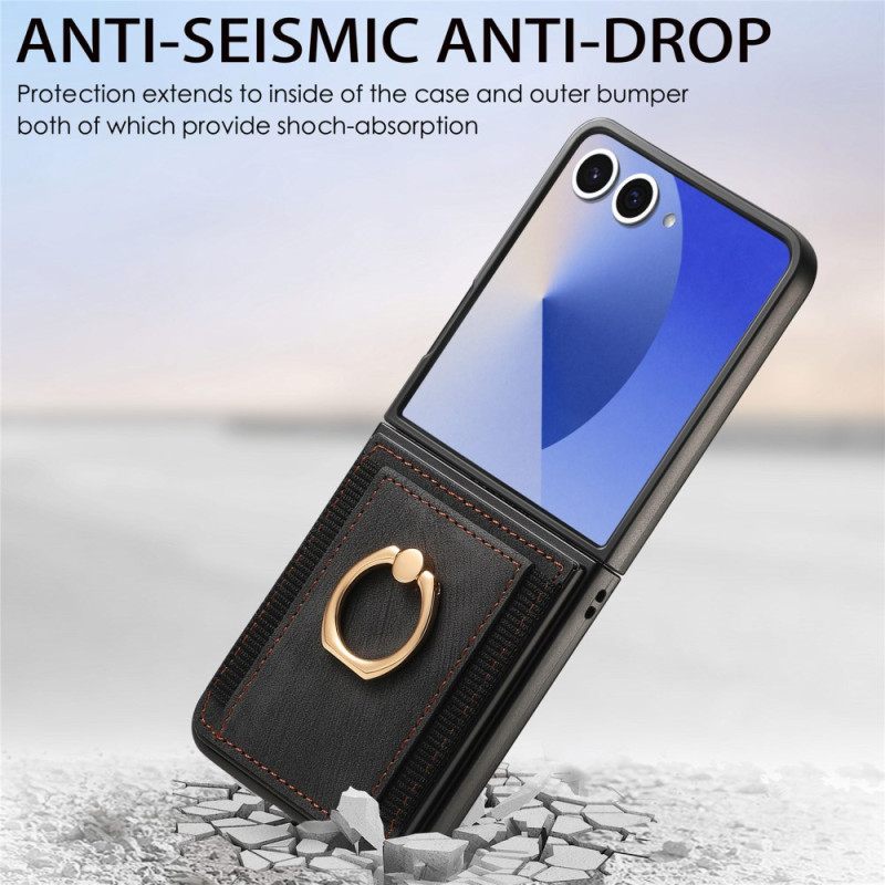 Κάλυμμα Samsung Galaxy Z Flip 7 Θήκη Καρτών Και Βάση Σιλικόνης