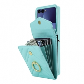 Κάλυμμα Samsung Galaxy Z Flip 7 Θήκη Καρτών Και Λουράκι Με Μπλοκάρισμα Rfid Σιλικόνης